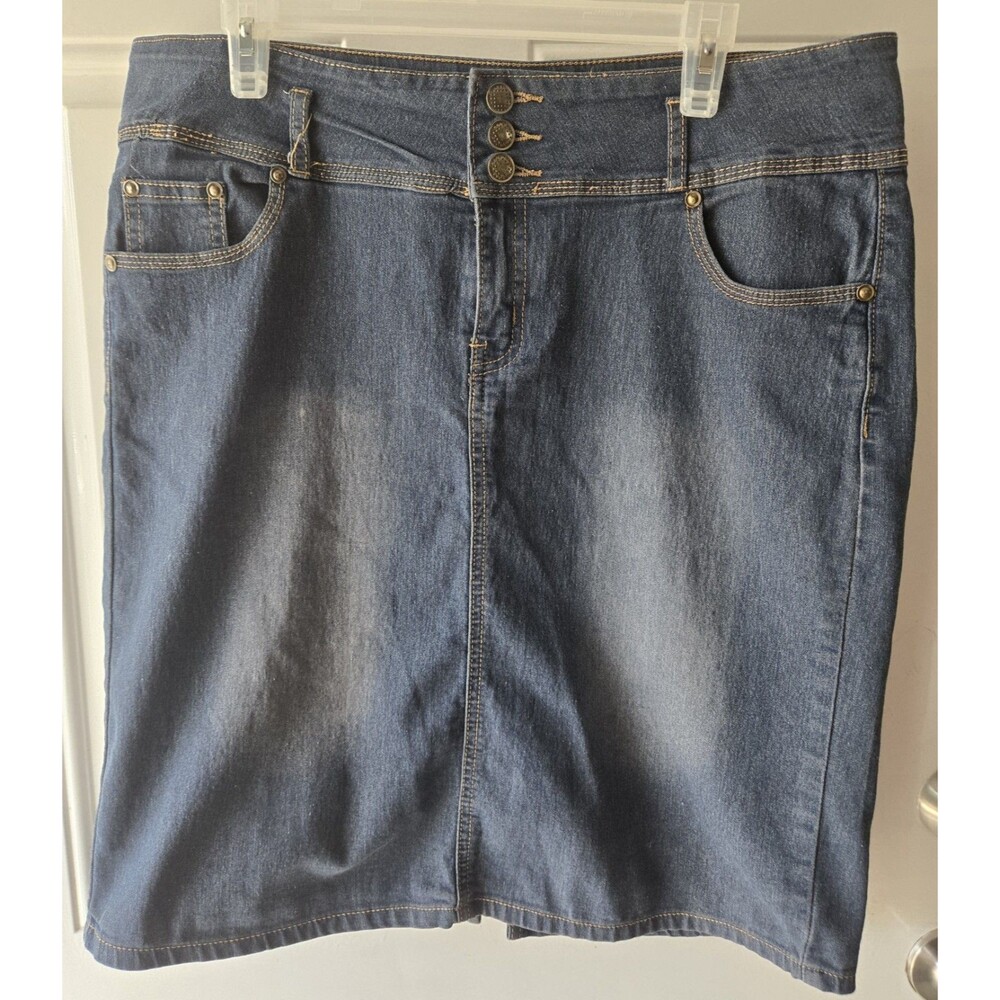 Miss NoFuze Denim Jean Skirt Womens Size 14 Dark Wash